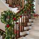 7.7ft Christmas Red Velvet Ball Ornaments with Bell Garland for Tree Hanging, Velvet Xmas Tree Decorative Hanging Ornaments with Bronze Bell for Home Decor