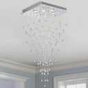 Bestier Modern Crystal Square Raindrop Chandelier Lighting Flush Mount LED Ceiling Light Fixture Pendant Lamp for Dining Room Bathroom Bedroom Livingroom 8 GU10 Bulbs Required 22 in Wide 47 inch High, W22" x H47"