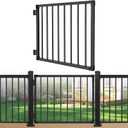 Deck Fence Gate Outdoor, 32 Gate for 36 Deck, Black Heavy Duty Steel Anti-Rust Door with Cuttable Width (Up to 48"), Metal Gate for Residential, Yard, Patio, Hinges and Latch Included