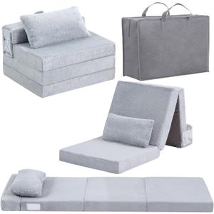 Kids Floor Mat, Trifold Futon Sofa, Portable Folding Play Mats for Playroom, 63x22x3.1 Inch