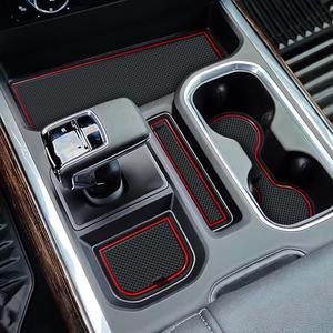 7Pcs Center Console Liners for 2023 2024 2025 2026 Chevy Silverado/GMC Sierra 1500 & 2022 Refreshed 1500 Models, Premium Custom Non-Slip Cup Holder Mats, Full Console With Bucket Seats ONLY, Red