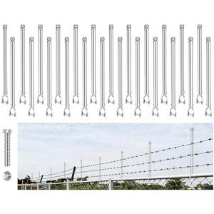 Hicarer 8 Pcs 1-3/8" Chain Link Fence Post Extender 20 Inch Extension Height Galvanized Chain Link Fence Extension for Privacy and Dogs (Sliver)