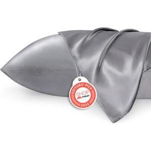 Bedsure Satin Pillowcase 2 Pack Similar to Silk Pillow Cases Standard Size, Pillow Case for Sleeping Women with Envelope Closure, Gifts for Women Men, Dark Grey, 20x26 Inches, 2pcs