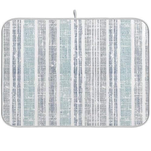 Burn Colors Grunge Stripe Dishes Drying Mat Super Absorbent Decorative Dish Dry Mat for Kitchen Counter Dishes Mat 18x24 Inch