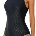 beautyin Women's One Piece Athletic Racerback Swimsuit Slimming Bathing Suit, 2XL