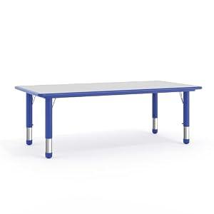 Flash Furniture Wren Adjustable Classroom Activity Table for School and Home, Plastic Activity Table for Kids, 23.625" W x 47.25" L, Gray/Blue, Set of 1