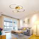 76W Modern LED Chandelier, 4-Ring Flush Mount Ceiling Light Round Acrylic Ceiling Lamp for Living Room Bedroom Dining Room, 6000K