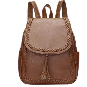 KKXIU Fashion Small Synthetic Leather Backpack Purse For Women and Ladies with Tassel (Medium, Z-brown)