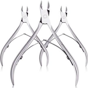 Mudder 3 Pack Silver Cuticle Trimmer Nippers Cutter Tool Stainless Steel Nail Cuticle Scissors Remover with Pointed Blade Scissors Pedicure Manicure Tool for Fingernails and Toenails Nails Care