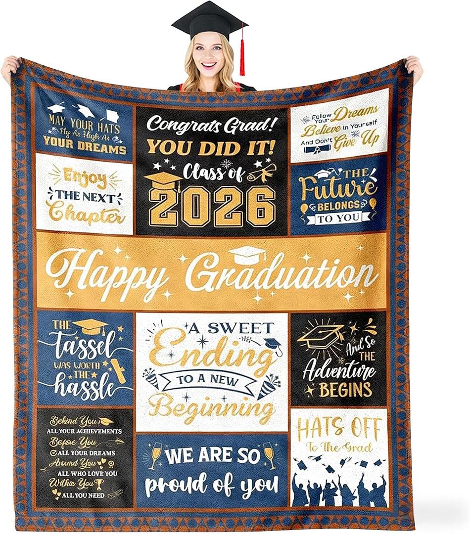 2026 Graduation Gifts Blanket,Graduation Gifts for Her/Him, Class of 2026 High School/College/Masters Degree/Doctorate/PHD Gifts