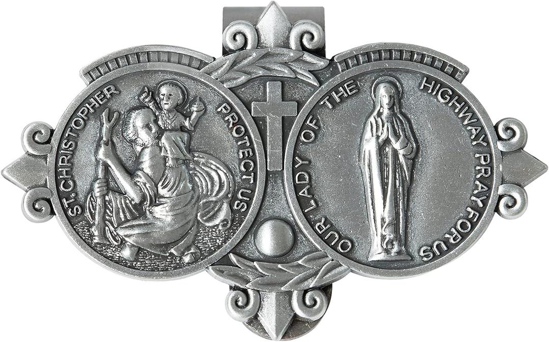 Saint St Christopher Medal for Car, Auto Car Sun Visor Clip, Bless Driving Safety Gift for New & Old Drivers Teens Girls Men