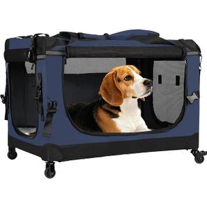 PEGIC 30" Collapsible Rolling Dog Crate for Medium Dogs