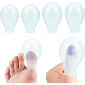 4Pcs Waterproof Toe Cover & Finger Protectors Durable Shower Sleeves Reusable Silicone Nail Protector for Finger Cracking for Swimming Bathing Pedicures Nail Care Comfort-Fit Sleeves (2 Large 2 Small)
