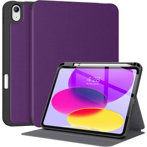 Supveco Case for iPad (A16) 11th Generation 11 inch (2025),iPad 10th Generation 10.9 inch (2022) with Pencil Holder-[Auto Wake/Sleep],Premium Folio Stand Case with Soft TPU Back Cover-Pure Violet