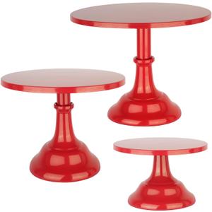3 Pcs Metal Cake Stand, Cake Pop Stand with Durable & Stable Design, Tall Cake Stands for Dessert Table, Perfect Display for Wedding, Party, Birthday, Baby Shower (Red)