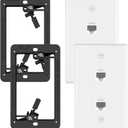 VCE Ethernet Wall Plate (UL-Listed), 2-Port CAT6 Wall Plate and Jack, RJ45 Keystone Wall Outlet with Single Gang Low Voltage Mounting Bracket, White 2-Pack