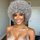 Short Kinky Curly Afro Wig with Bangs Glueless for Black Women Men 70s Disco Bouncy Fluffy Puff Synthetic Heat Resistant Natural Looking Hair for Party Cosplay Daily Use