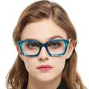 MARE AZZURO Oversized Reading Glasses Women Retro Square Readers 100 125 150 175 200 225 250 275 300 350 (Clear-blue, 1.75)
