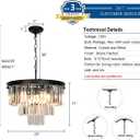 Weesalife Crystal Chandeliers for Dining Room Lights Fixtures, 9 Lights Black Modern Chandeliers for Bedroom, 3-Tier Round Crystal Lighting Fixtures for Living Room Entryway Kitchen Island D20 Inch, Black, D20" - 9 Lights 