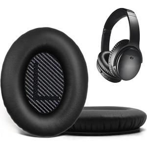 Replacement Ear Pads for Bose QuietComfort 35 35 II 15 25(qc 35 25 15/QC35 ii), Headphone Ear Covers, High Density Memory Cotton, Soft Leather, Adaptive Noise Isolation Headphones Pads Cushions (black)