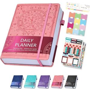 2025 Undated Academic Planner Hardcover (5.5x8.5") - Flexible Weekly & Monthly Organizer with Stickers, Productivity Journal for Students & Professionals(Pink)