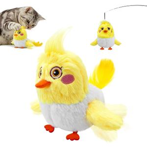 Cat Toys for Indoor Cats, Chirping Bird Cat Toy, Lifelike Bird Chirp, Rechargeable Touch Activated Plush Cat Toy Bird for Indoor Exercise Catnip Toy
