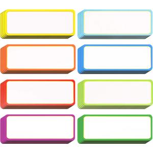 Leinuosen 40 Pcs Magnetic Dry Erase Labels Name Plate Tags Flexible Reusable Magnetic Label Stickers for Classroom Office Whiteboard Refrigerator Locker Shelf Craft(8 Bordercolor,3.2 x 1.2 Inch) (Multicolor)