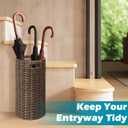 Rattan Umbrella Holder 20.8" H X 10" D,Handmade Wicker Umbrella Stand Indoor with Dip Tray,Sturdy Umbrella Holders for Entryway,Umbrella Bucket Fits Mudroom,Walking Canes,Home,Office (Brown)