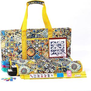 American Mahjong Set with 166 Blue Tiles and Racks, Mahjong Set
Yellow Printed Carrying Bag, 166 Premium Tiles, 4 All-in-One Color Racks/Pushers, Mahjong Tile Set for Travel,Birthday Gifts