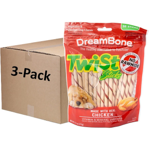 Dreambone Twist Sticks, Rawhide-Free Chews for Dogs, with Real Chicken, 50-Count (3 Pack)