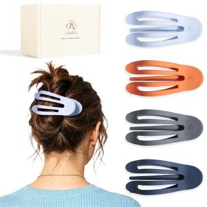 Large Flat Hair Claw Clips for Thick Medium Thin Hair for Women, French Duckbill Hairclips, Strong Hold Non Slip Hair Barrettes for Yoga Driving - 4Pcs Matte Dark