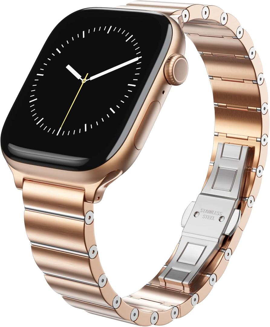 LULULOOK Compatible with Apple Watch Bands for Women 46mm 45mm 44mm 42mm 41mm 40mm 38mm, Metal Stainless Steel iWatch Strap for Apple Watch Series 11/10-1/SE Series