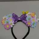 CHuangQi Mouse Ears Headband with Bow, Double-sided Sequins, Glitter Hair Band for Birthday Party, Holiday Dresses & Cosplay