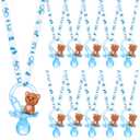 Coume 36 Pcs Shower Party Pacifiers Necklace Bear Bottle Acrylic Pacifiers Charm Pacifier Chain for Guests Gender Reveal Party Favors Prize Table Scatter(Cool,White, Blue)