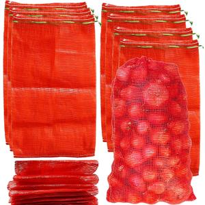 24 Pack 20'' x 14'' Mesh Onion Bags, Reusable Drawstring Fresh Produce Storage Bags for Onions, Vegetables, Potatoes, Citrus, Crawfish Firewood (20x14 In)