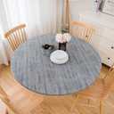 LIBERECOO Round Vinyl Fitted Tablecloth with Flannel Backing Elastic Edge Table Cover Waterproof Stain-Resistant Wipeable Tablcloths Fits 45-56" Round Tables