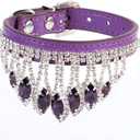 Pet Fashion Collar Adjustable Jewelry Puppy Cat Rhinestone Diamond Jewelry Necklace (Medium, Purple)