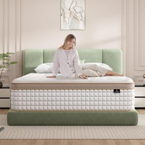 EEN EEN SLEEP King Mattress, 12 Inch King Size Hybrid Mattress with Gel Memory Foam & Independent Pocket Springs, Pressure Relief, Strong Edge Support, Medium Firm Feel, CertiPUR-US