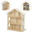 Monlurd 100% Birch Dollhouse Bookshelf for Kids, Dollhouse Bookcase, Wooden Dollhouse Without Furniture, Dollhouse Shelf, Miniature Bookshelf, Mini Bookshelf Dollhouse, Shelf for Miniatures
