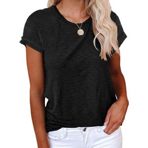Cicy Bell Women's Short Sleeve Shirts Crewneck Loose Casual Summer Basic Tees Tops (Black)