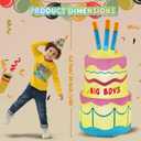 4.5FT Inflatable Happy Birthday Cake Decorations Outdoor, Birthday Blow Up Holiday Party Decor, Build-in LED Lights for Indoor Home Celebration Garden Lawn Yard Prop Sign