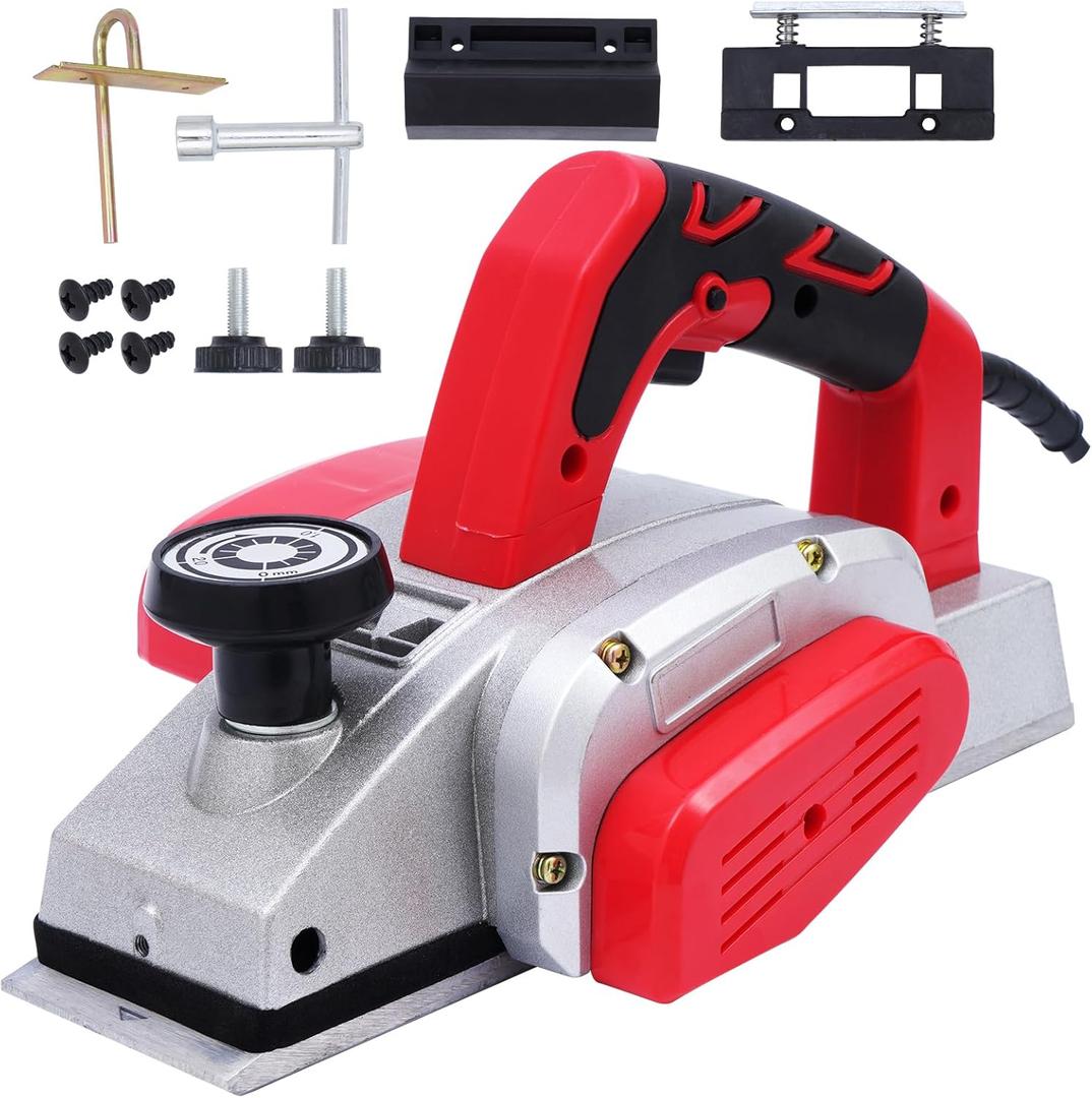Electric Hand Planer, Wood Planer for Woodworking, 3-1/4 Inch Corded Planer with Blades, Edge Guide8201