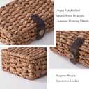 Wicker Storage Basket with Lid, 2-Piece Set Decorative Box with Lid, Water Hyacinth Woven Decorative Box for Shelf, Coffee Table, Console Table, Home Decor