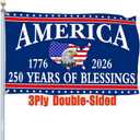 3 Ply 250 Anniversary USA Flag 3x5 Double Sided 250 Merchandise Decorations 250th Year American Anniversary Flag 4th of July We The People 1776 Patriotic American Flags for Outside Banner