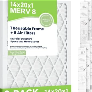 Future Way 14x20x1 Air Filters, 8-Pack with Reusable Frame, MERV 8, MPR 700 AC Furnace Filters, Space Saving & Cost-effective