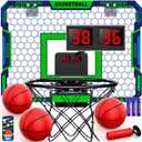 Indoor Basketball Hoop for Kids, Over The Door Mini Basketball Hoop with Scoring & Countdown, Remote Control, 3 Balls & Sound Effects, Birthday & Christmasl Toys Gifts for 4-12 Year Old Girls Boys (Blue)