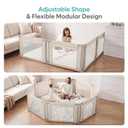 Foldable Baby Playpen, 79 x 71 in Large Play Yard with Breathable Mesh, Soft Padded Rails, Safety Zipper Gate, Anti-Slip Base, Portable Indoor Baby Fence for Babies and Toddlers 0-3,Light Khaki