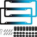 Gradient Blue License Plate Frames, 2 Pack Front Rear Universal Car Tag Holder with Full Mounting Kit for Custom Car Exterior Upgrade, Rust Proof Aluminum License Plate Frame