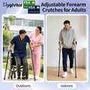 2 PCS Forearm Crutches for Adults, Folding Lightweight 10-Level Adjustable Aluminum Alloy Walking Crutches with Comfortable Grips & Cuffs, Reflective Safety, Anti-Slip Foot Pad, 330 LBS