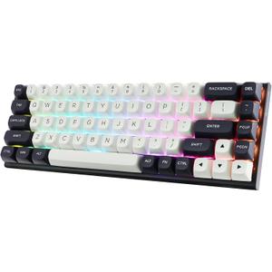 Redragon K701 Rapid Trigger Mechanical Gaming Keyboard, 60% Wired with Adjustable Actuation, Magnetic Switch, 8k Hz Polling Rate, RGB Backlit, 68 Keys Mini for PC Gamer, White/Blue-black